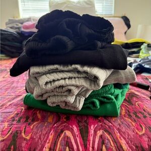 Black, Gray, and Green Joggers Set